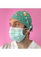 GORRO CASQUETE CON BOTONES SANITARIOS TURQUESA