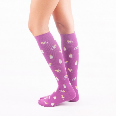 CALCETINES COMPRESIVOS MATERNIDAD MORADO