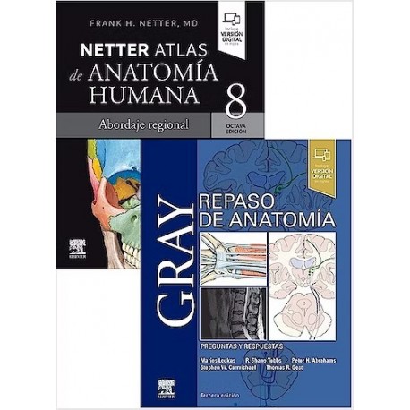 LOTE GRAY REPASO DE ANATOMIA + NETTER ATLAS DE ANATOMIA HUMANA ABORDAJE REGIONAL