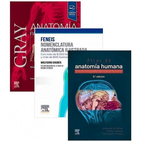 LOTE GRAY ANATOMIA PARA ESTUDIANTES + FENEIS NOMENCLATURA ANATOMIA ILUSTRADA + ROHEN ATLAS DE ANATOMIA HUMANA