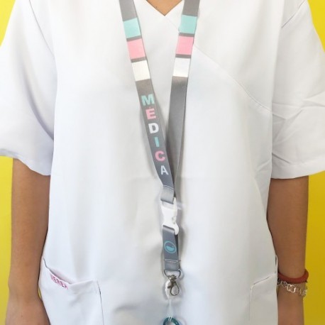 LANYARD MULTIFUNCION EIGHTIES MEDICO-A GRIS