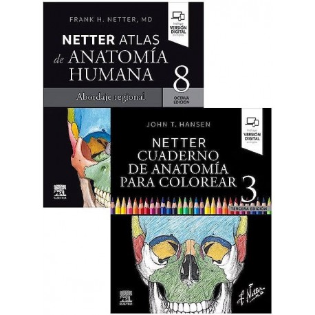 LOTE NETTER ATLAS DE ANATOMIA HUMANA + NETTER CUADERNO DE ANATOMIA PARA COLOREAR